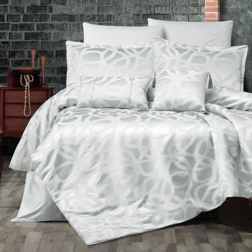 مفرش تشيني مزدوج قطن جاكارد رصاصي عدد القطع 8