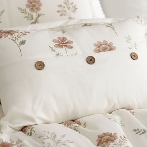 مفرش سرور مزدوج قطن كريمي برسومات الزهور عدد القطع...