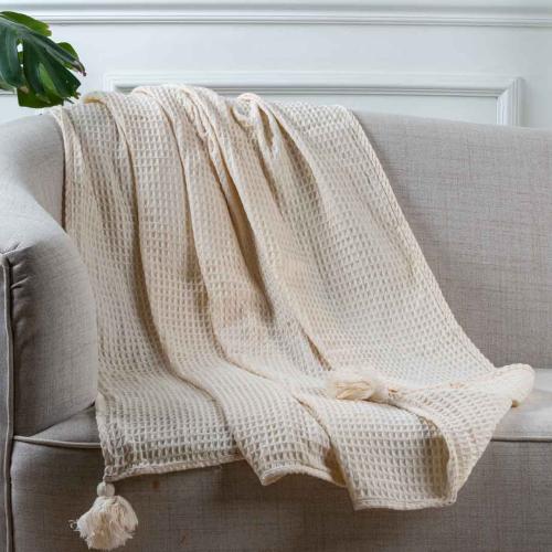 بطانية تيفولي وافل خفيفة صيفي مفرد بيج مقاس 150x12...