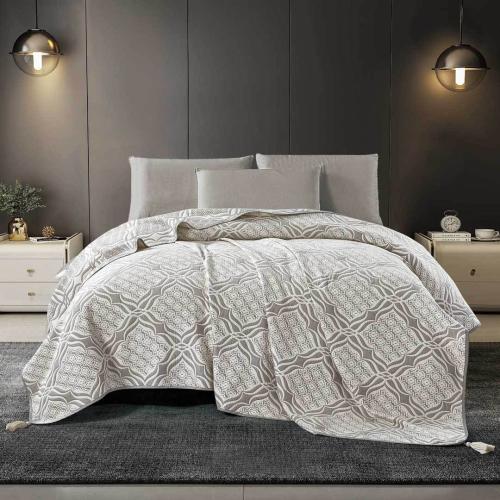 بطانية ماتيا صيفي مزدوج قطن جاكارد رصاصي عدد القطع...