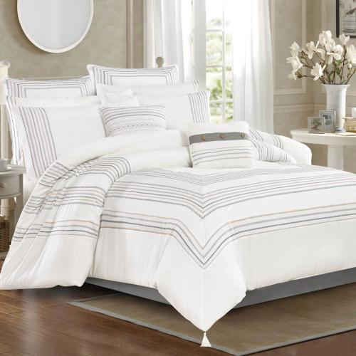 مفرش الياسمين صيفي مزدوج أبيض مطرز عدد القطع 10