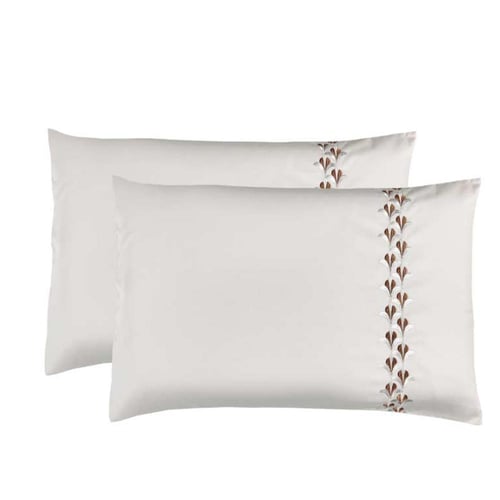 مفرش كارلا الفاخر مزدوج قطن جاكارد مطرز بيج فضي عد...