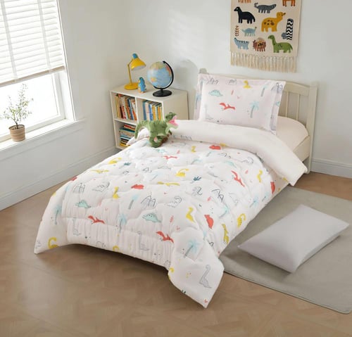 مفرش أطفال تيمون صيفي مفرد ونص أبيض متعدد الرسومات...