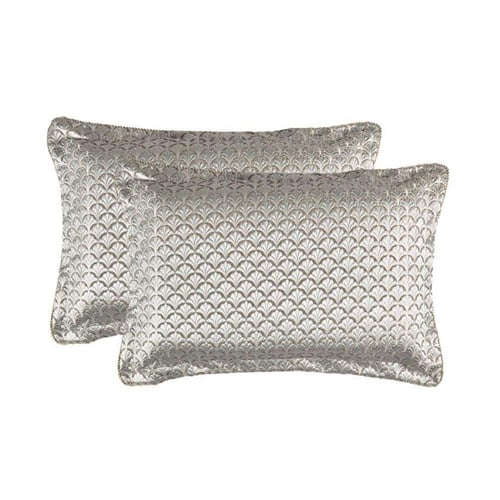 مفرش كارلا الفاخر مزدوج قطن جاكارد مطرز بيج فضي عد...