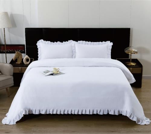 طقم غطاء لحاف شارم فائق النعومة بدون حشوة أبيض