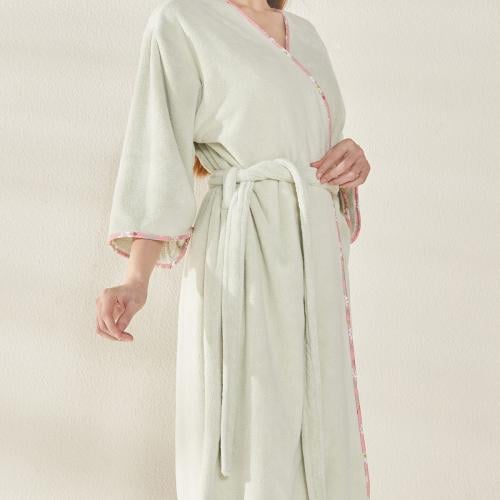 روب استحمام ريفي فاخر مفرد فستقي فاتح