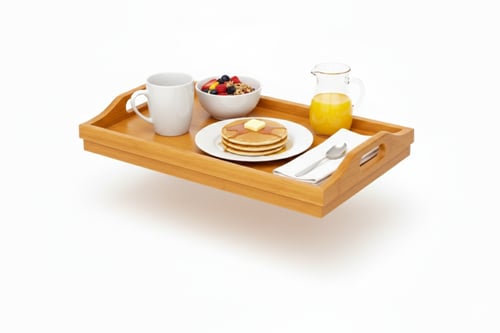 طاولة خشبية بيد بساقين لغرفة النوم بيج