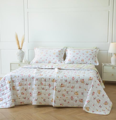 طقم غطاء لحاف سمرلاند قطن 100% مزدوج برسومات الزهو...