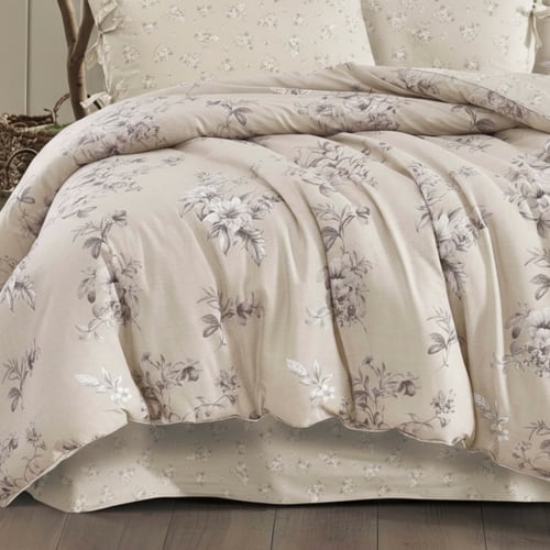 مفرش إنسجام صيفي قطن بيج غامق برسومات الزهور