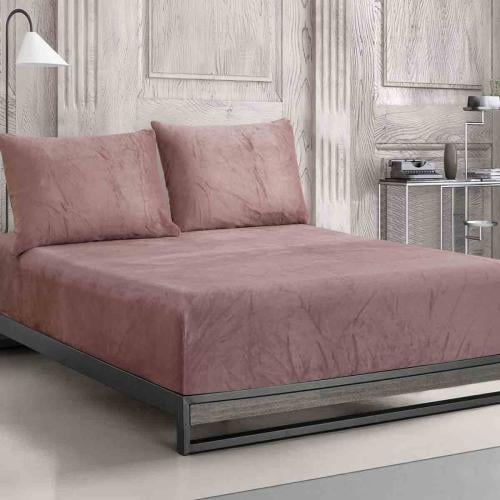 طقم شرشف دفى مطاط شتوي مقاس كوين 160x200 سم , ليلك...