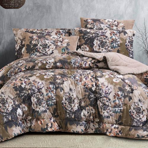 مفرش سندريلا شتوي مزدوج مخمل و فرو بيج برسومات الز...