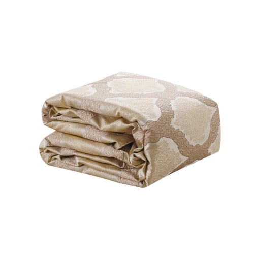 مفرش لاميس الفاخر مزدوج قطن جاكارد مطرز بيج ذهبي ع...