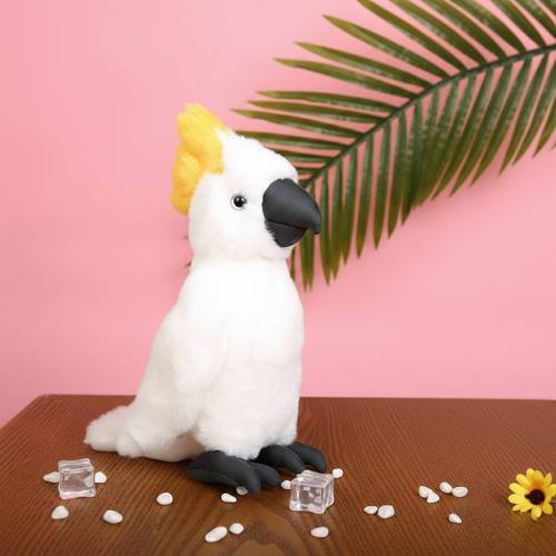 دمية أطفال على شكل طائر الكوكاتو أبيض فرو ناعم