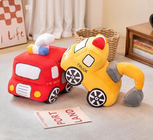 دمية أطفال على شكل شاحنة أصفر قطيفة ناعم