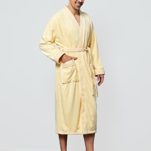 روب استحمام ريفي طراز فندقي مفرد أصفر