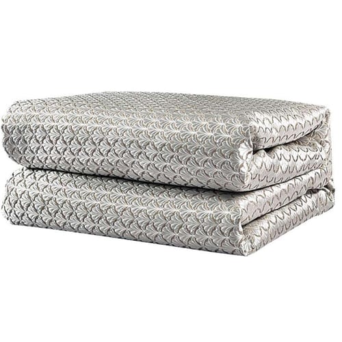 مفرش كارلا الفاخر مزدوج قطن جاكارد مطرز بيج فضي عد...