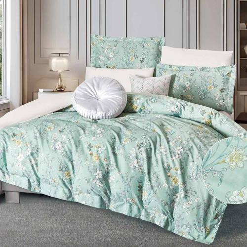 مفرش جريس صيفي مزدوج قطن فاخر أخضر تفاحي برسومات ا...