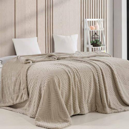 بطانية ماركوبولو خفيفة فرو مفرد ونص بيج مقاس 220 ×...