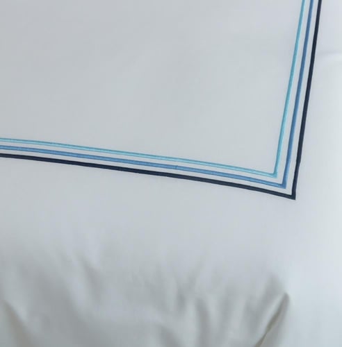 مفرش جنات قطن مزدوج أبيض وأزرق عدد القطع 7