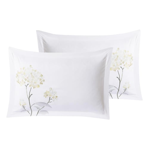 مفرش زمرد صيفي مزدوج مطرز كريمي واصفر عدد القطع 12