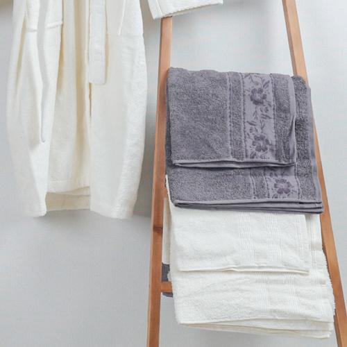 طقم روب استحمام باندورا تركي قطن مزدوج مطرز ارجوان...