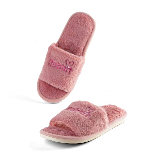 حذاء منزلي نسائي فرو وردي