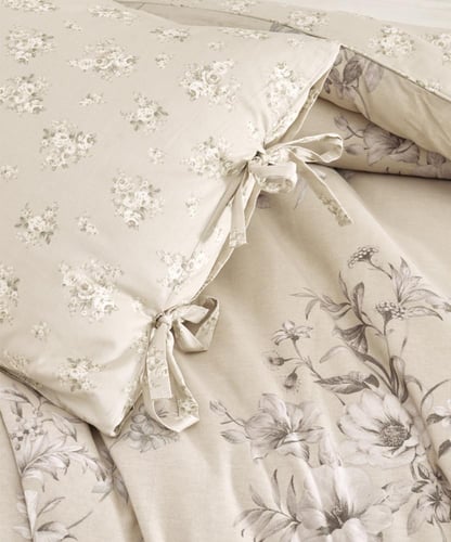 مفرش إنسجام صيفي قطن بيج غامق برسومات الزهور