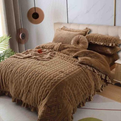 مفرش لينا شتوي بني فاخر فرو