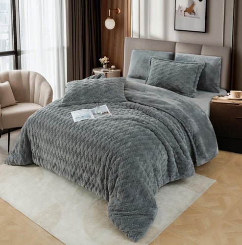 مفرش دافوس شتوي فرو رصاصي