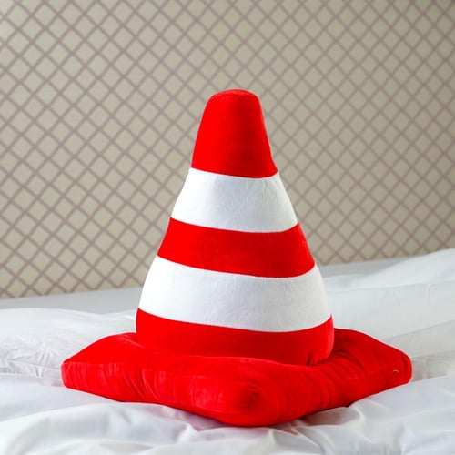 دمية أطفال على شكل قمع مروري أحمر وأبيض فرو ناعم