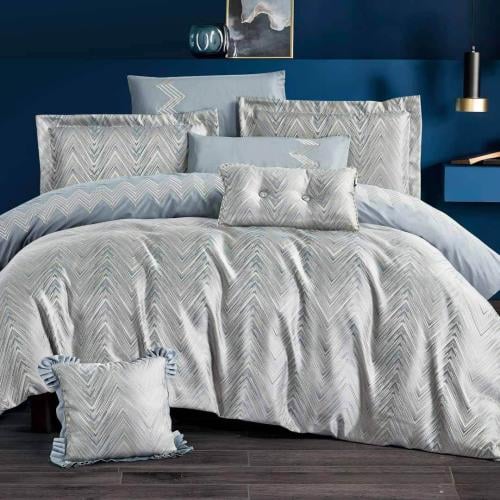 مفرش جوشوا مزدوج قطن جاكارد رصاصي عدد القطع 9