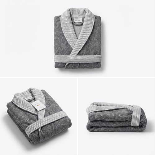 روب إستحمام بي هوم قطن جاكارد رصاصي غامق