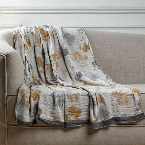 بطانية شال خفيفة بامبو بيج و رصاصي مقاس 200 × 150...