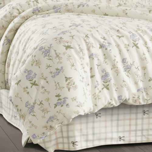 مفرش إنسجام صيفي قطن كريمي برسومات الزهور