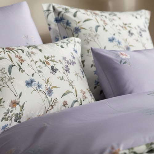 مفرش إشراق صيفي مزدوج قطن تنسل فاخر أخضر و موف برس...