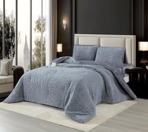 مفرش وورم شتوي فرو محفور رصاصي