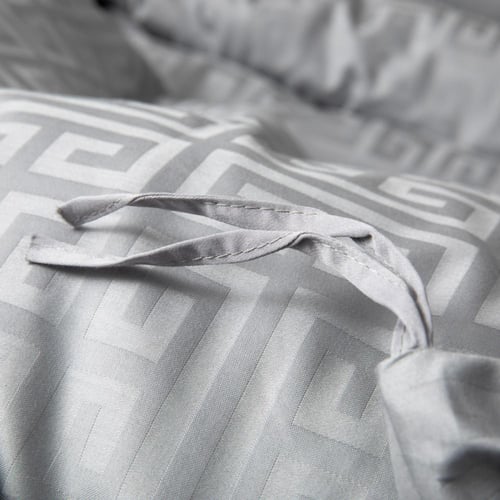 مفرش فندقي نمط هندسي يوناني مزدوج قطن رصاصي 500 غر...