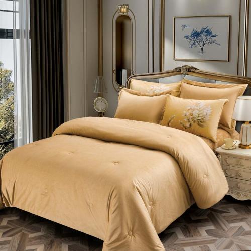 مفرش ميلاف شتوي فاخر مزدوج جاكارد مخمل و فرو بيج ع...