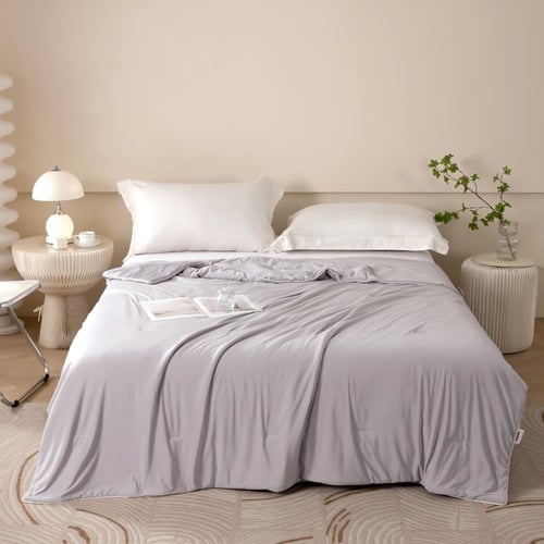 لحاف نداف بارد مزدوج صيفي رصاصي فاتح مقاس 230x180...