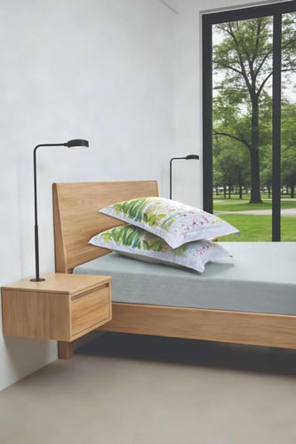 مفرش نوفا صيفي أبيض وأخضر برسومات الزهور