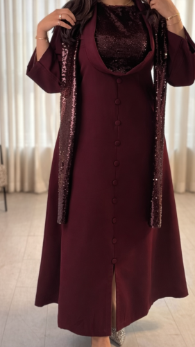 Abaya in Henna color (Free size up to L)