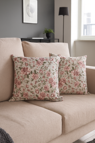 Pillow cushions stuffed with floral prints