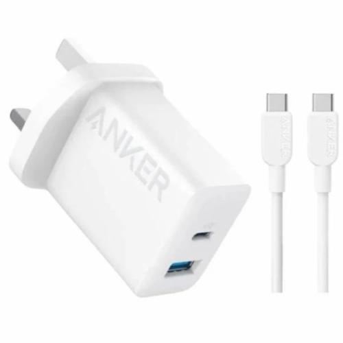 فيش منزلي بقوة 20W بمنفذ تايب سي وUSB مع سلك تايب...