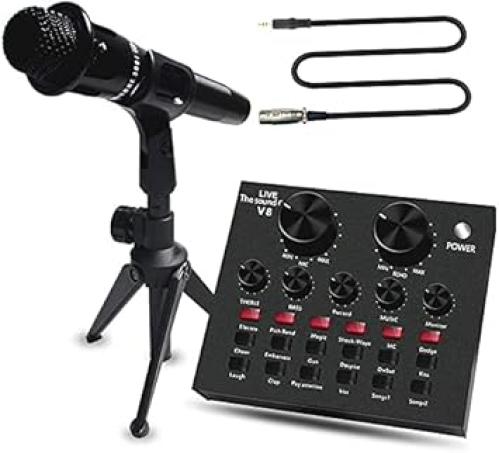 مجموعة ميكروفون سلكي مع حامل V8-E300