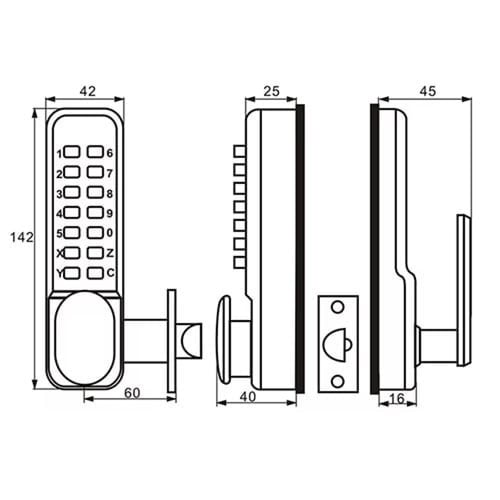 قفل باب رقمي بمقبض بيضاوي