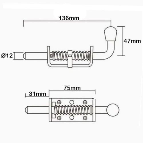 مزلاج زنبركي معدني بطول 136 ملم