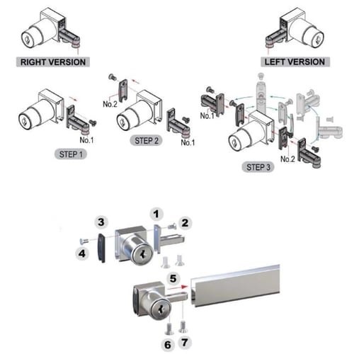 قفل أبواب زجاج سحاب