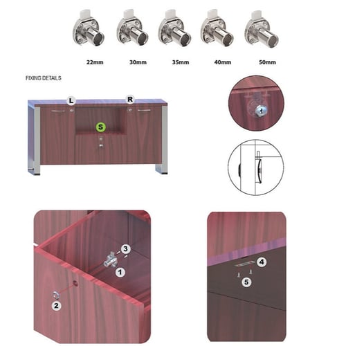 قفل اثاث خشب دائري