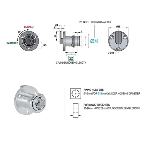 قفل رف خشبي بنظام ضغط