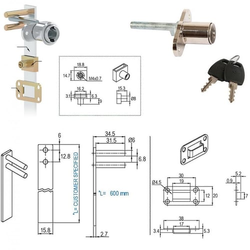 قفل اثاث خشب خابور 22 ملي القطر Ø18